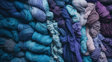 close up of blue fabrics
