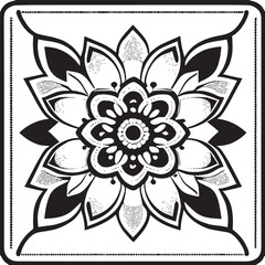 Flower clipart vector design black and white