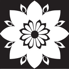 Flower clipart vector design black and white