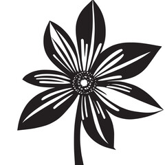 Flower clipart vector design black and white