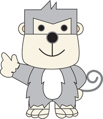 naughty little gray monkey cartoon