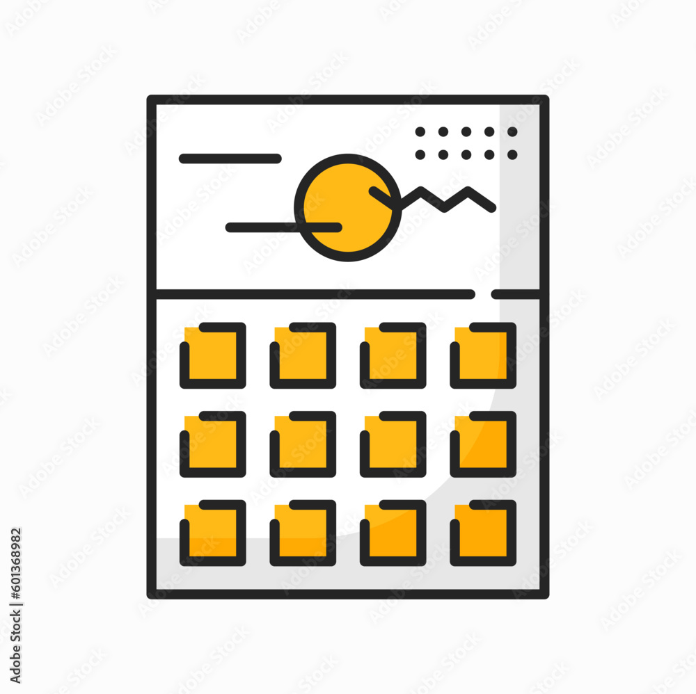 Poster Month or year calendar color page outline icon. Vector web scheduler planner organizer simple design element. Agenda with appointments pictogram