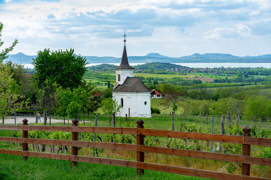 Saint Donat chapel in Balatonlelle on the Kishegy Small Mountain next to lake Balaton with a nice view