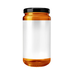 Obraz na płótnie Canvas Orange jam jar with label and black lid transparent