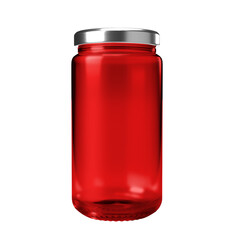 Red strawberry jam jar with metallic lit mockup