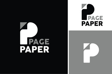 Simple Initial Letter P with Curl Sheet for Paper Print Page logo design	
 - obrazy, fototapety, plakaty