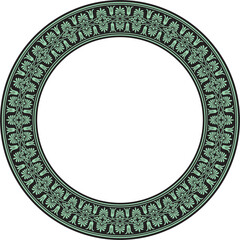 Vector green with black round ornament ring of ancient Greece. Classic pattern frame border Roman Empire..