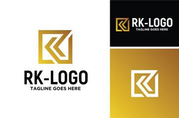 Simple Initial R & K, Monogram RK KR with modern square logo design	

