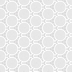 Seamless pattern with silver circles on a white background. Japanese abstract vector pattern in the form of a circle.