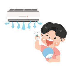 A man turning off the air conditioner