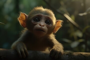 Naklejka premium Enchanting Movie Still of a Cute Animal in the Jungle - Generative AI Illustration