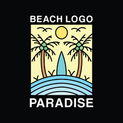 paradise beach Logo Vector Design illustration Vintage Emblem
