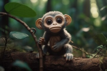 Enchanting Movie Still of a Cute Animal in the Jungle - Generative AI Illustration