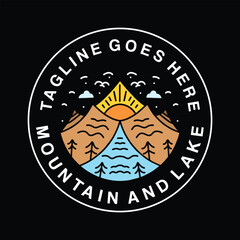 Mountain Logo Vector Design illustration Vintage Badge Retro Emblem Symbol and Icon