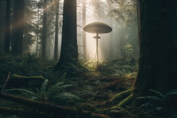 Mysterious UFO Alien Encounter - Generative AI Illustration