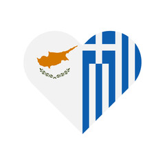 unity concept. heart shape icon of cyprus and greece flags. vector illustration isolated on white background