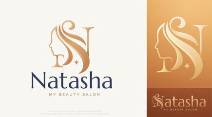 beauty monogram letter e woman silhouette logo design