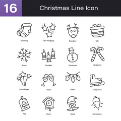 Christmas Outline Hand Draw icon Set 0. EPS 10 File
