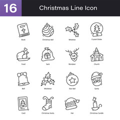 Christmas Outline Hand Draw icon Set 0. EPS 10 File