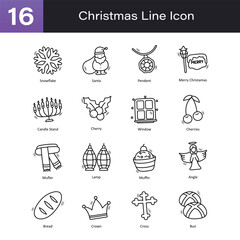 Christmas Outline Hand Draw icon Set 0. EPS 10 File