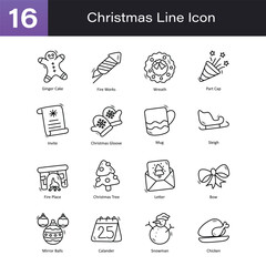 Christmas Outline Hand Draw icon Set 0. EPS 10 File