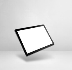 Floating tablet pc computer isolated on white. Square background