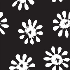 Monochrome Ditsy Floral Seamless Pattern Design