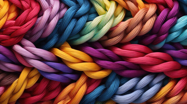 A pattern of colorful ropes. Generative AI.
