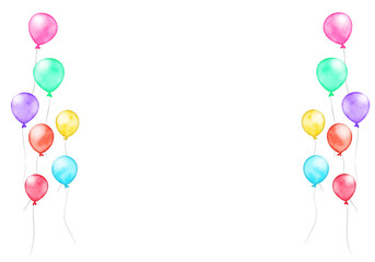 Left and right frames of colorful balloons drawn with digital watercolor © 虹見