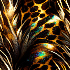 Animal print, seamless pattern, beautiful artwork with gold and jewel details.