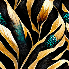 Animal print, seamless pattern, beautiful artwork with gold and jewel details.