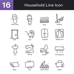 Household Outline Hand Draw icon Set 04. EPS 10 File