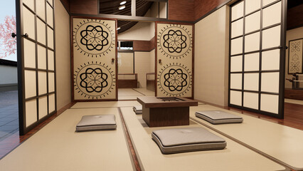 3D Rendering Samurai House