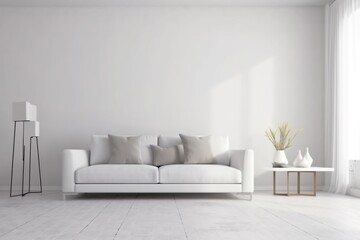 Fototapeta premium interior background lifestyle comfortable empty scandinavian trendy concrete wall simple concrete decoration light. Generative AI.