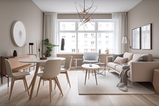 interior background green generative ai home room light decoration table living modern sofa beige. Generative AI.