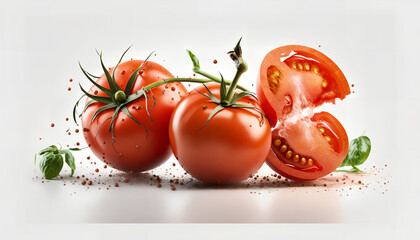 Tomatos on white background