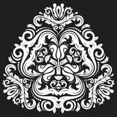 Elegant vintage vector black and white triangular ornament in classic style. Abstract traditional ornament with oriental elements. Classic vintage pattern