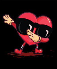 Heart With Sunglasses Dabbing Dab Valentines Day Cartoon