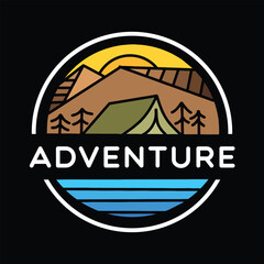 Adventure Camp Logo Vector Graphic Design illustration Retro Vintage Badge Emblem Symbol and Icon