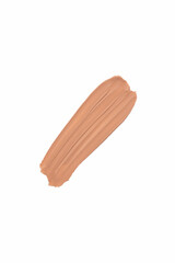 Liquid foundation smudge on white background. Beauty skincare texture swipe swatch. Cosmetic makeup cream sample isolated on white