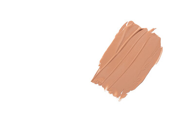 Liquid foundation smudge on white background. Beauty skincare texture swipe swatch. Cosmetic makeup...