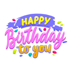 Happy birthday icon. Anniversary event invitation message poster, jubilee congratulation text banner or birth party celebration typography vector icon. Happy birthday greeting handwritten sign