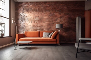 interior home modern apartment cosy sofa room white decor light. Generative AI.
