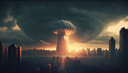 The last vision during the nuclear impact in a great metropolis that will trigger the end of the world