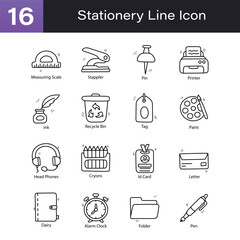 Stationery Outline Hand Draw icon Set 06. EPS 10 File