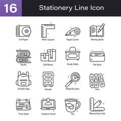 Stationery Outline Hand Draw icon Set 05. EPS 10 File