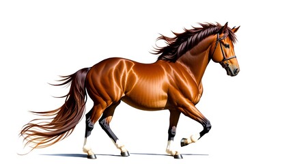 a running horse isolated on white background