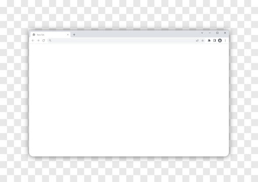 Web browser window template. User interface mockup light design modern. Chrome browser on a transparent background. Vector stock illustration.