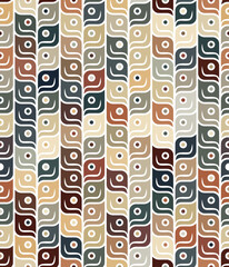 Vertical stripes made of multicolored squares smiling face-like on a white background. Checked texture. retro design. Seamless geometric pattern. Vector image for textile, wrapping, and packaging.
