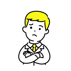 Obraz premium かわいい人物のイラストシリーズ _ 男性のエンジニア _ 考える 